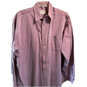 INC International Concepts Shirt Mens L Purple Button Long Sleeve Canvas Cotton